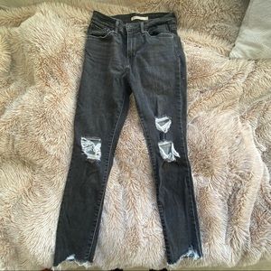 Levi’s Dark Grey High Waisted Crop Jeans